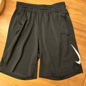 Nike Men's Black Shorts with White Swoosh